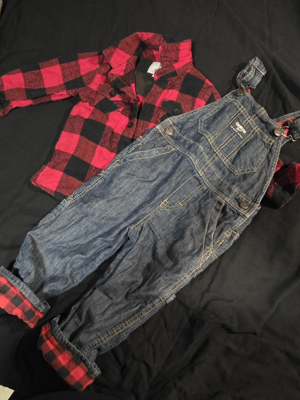 OshKosh B'gosh Boys' Dark Blue Denim Overalls - Blue 24 Mois/2ans
